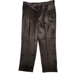 Savane Pants Mens 38X30 Black Wrinkle Free Pleated Cotton Comfort Waistband